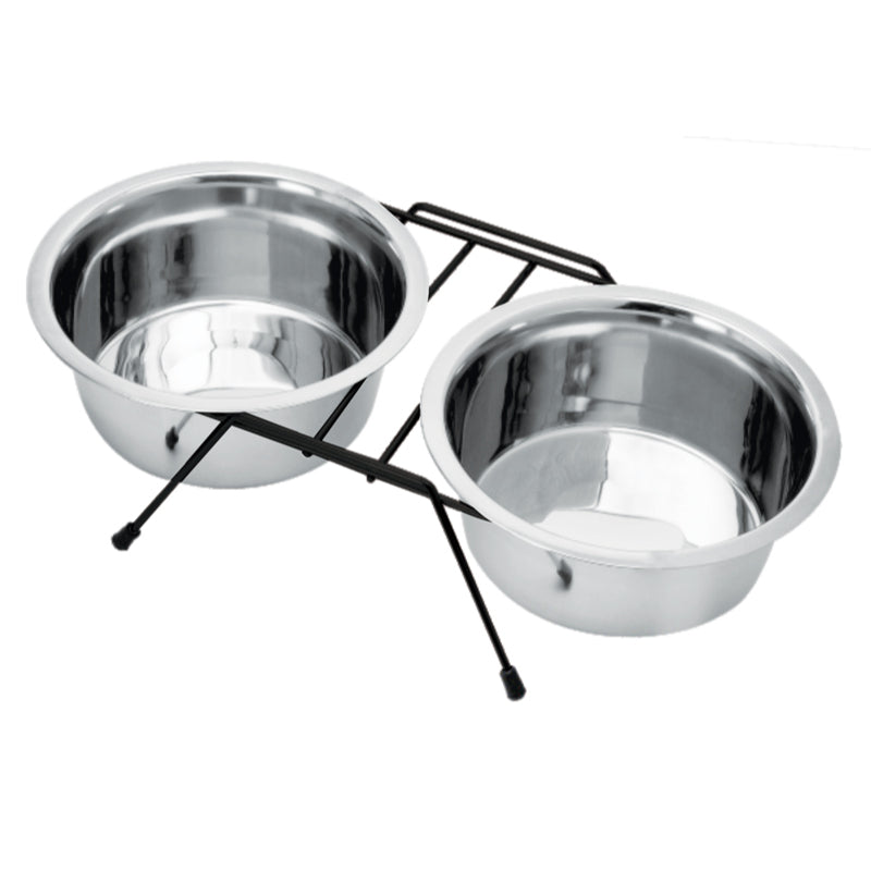 Kumar kovinski posodici z nizkim stojalom - 13 cm / 2 x 0,4 l