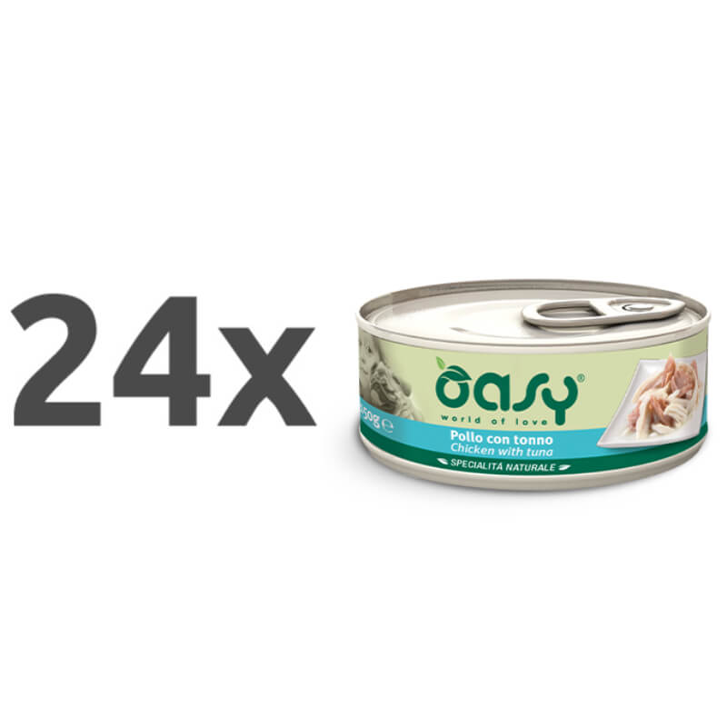 Oasy Natural Range Adult koščki v želeju - piščanec in tuna - 150 g - 24 x 150 g