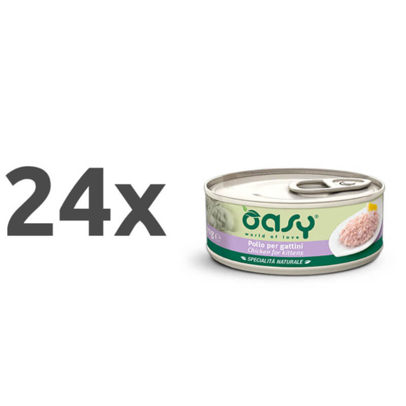 Oasy Natural Range Kitten piščanec v želeju, konzerva - 24 x 150 g