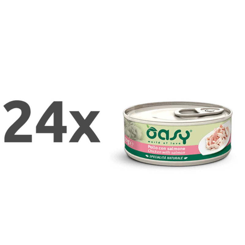 Oasy Natural Range adult piščanec in losos v želeju, konzerva - 24 x 150 g