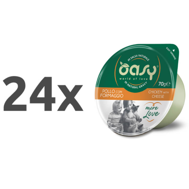 Oasy More Love Adult piščanec in sir v naravni omaki, lonček - 70 g - 24 x 70 g