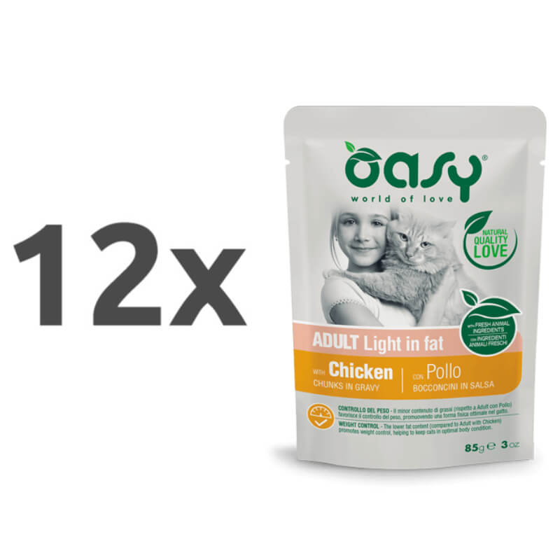 Oasy Chunks in Gravy Light in fat Adult piščanec v omaki, vrečka - 85 g - 12 x 85 g