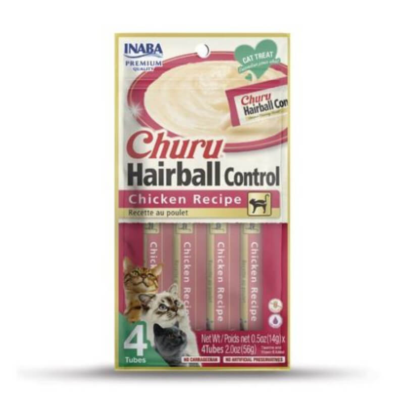 Inaba Cat Churu Purée Hairball, piščanec - 4 x 14 g