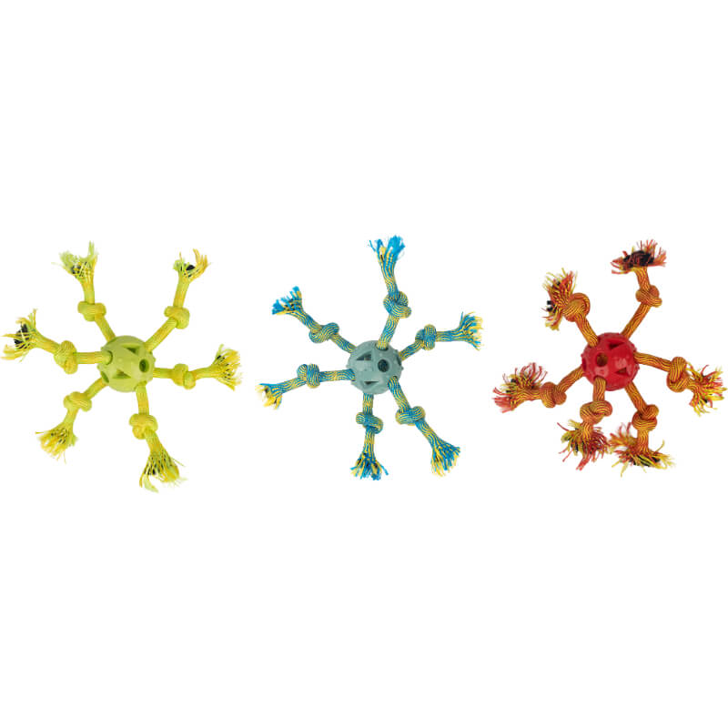 Pawise Play-N-Tug TPR žoga in vrv, različne barve - 30 x 30 cm