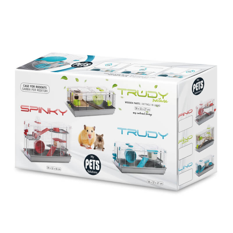 MPS kletka za hrčke Trudy, opremljena, modro-siva - 58 x 32 x 27 cm (2)