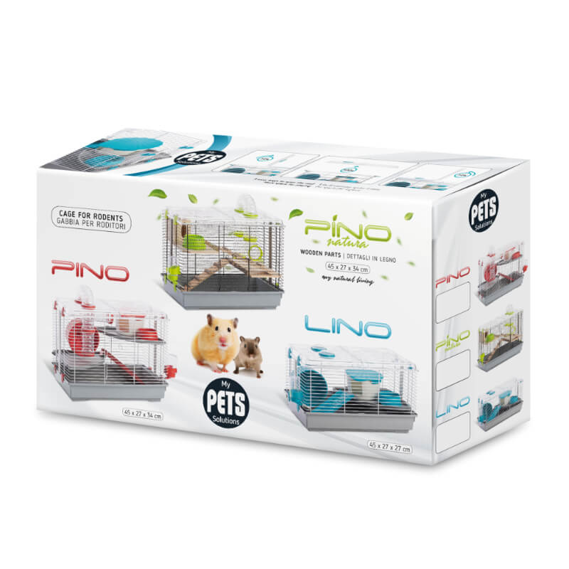 MPS kletka za hrčke Pino, opremljena, rdeče-siva - 45 x 27 x 34 cm (2)