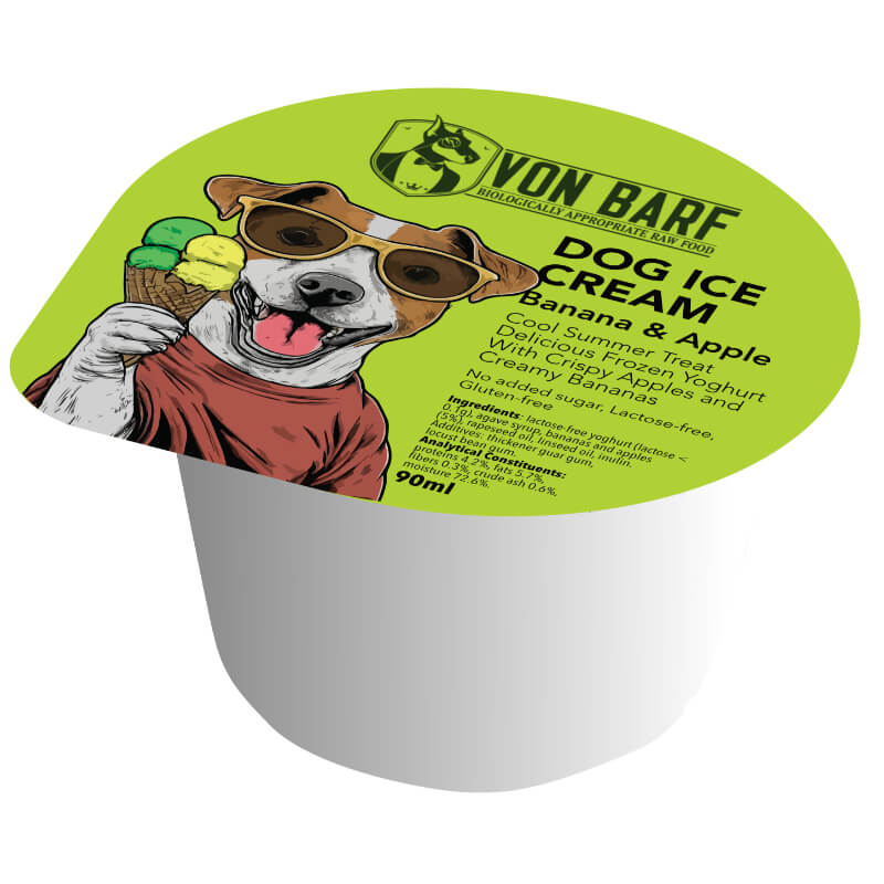 Von Barf Dog Ice Cream pasji sladoled, banana in jabolko - 90 ml