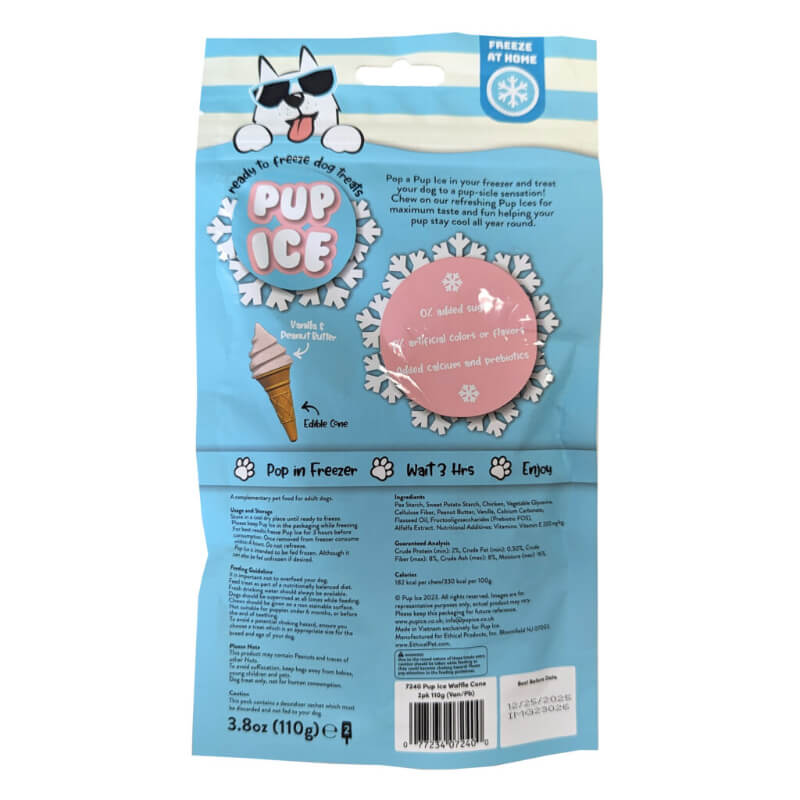 PUP ICE posladek v obliki korneta, vanilija in arašidovo maslo - 2 kos / 110 g (3)