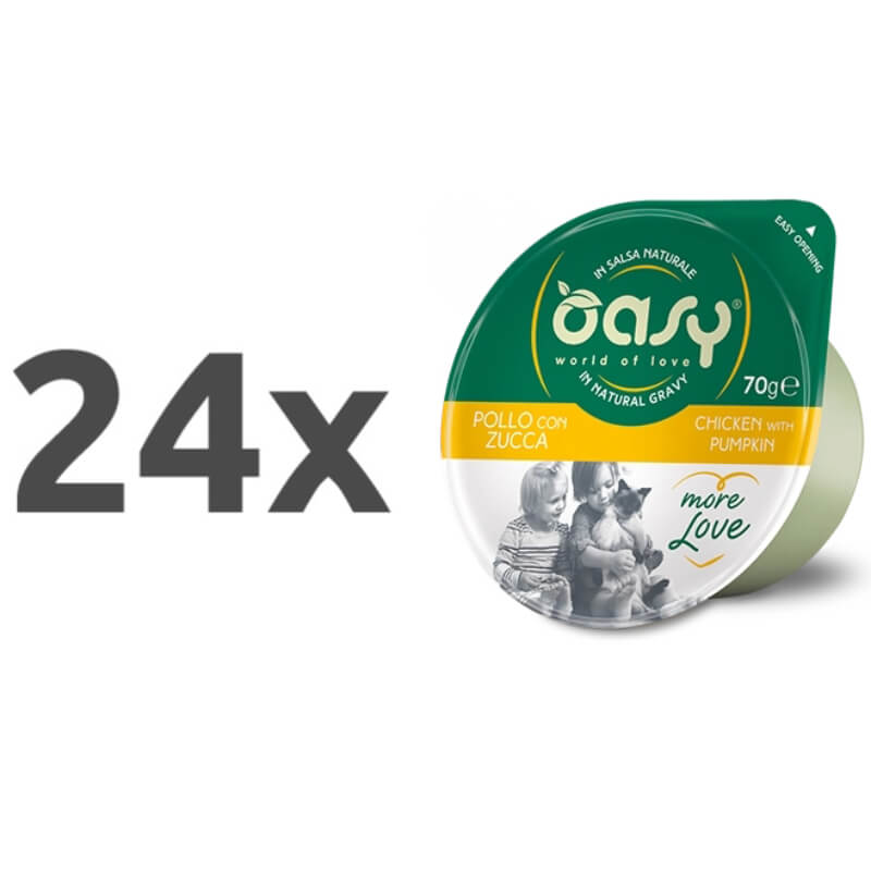 Oasy More Love Adult piščanec in buča v naravni omaki, lonček - 70 g - 24 x 70 g
