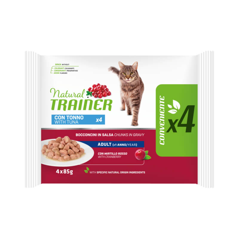 Natural Trainer Cat Multipack Adult, vrečka - tuna - 4 x 85 g