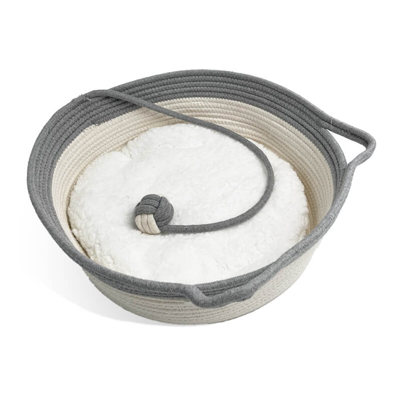 Pawise pleteno mačje ležišče, sivo-bež - 40 cm (2)