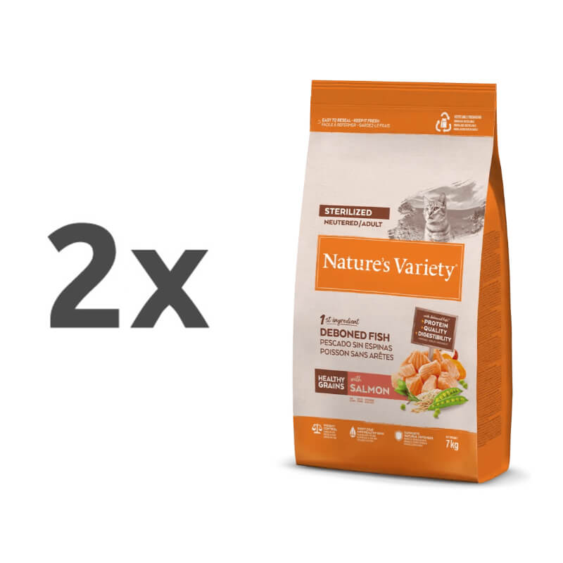 Nature's Variety Healthy Grains Cat Sterilized Adult - losos - 2 x 7 kg
