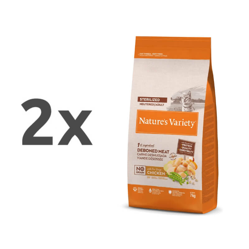 Nature's Variety No Grain Cat Sterilized Adult - piščanec - 2 x 7 kg