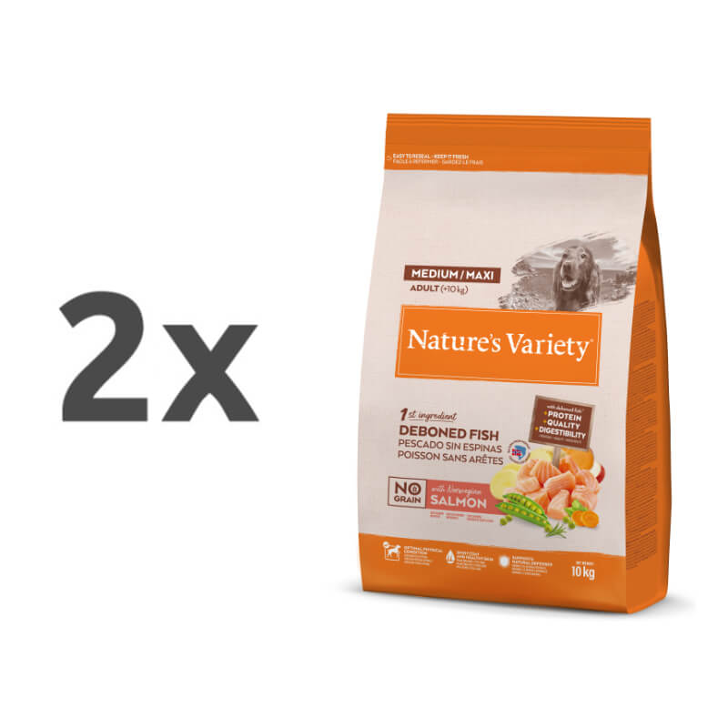 Nature's Variety No Grain Dog Med/Max Adult - losos - 2 x 10 kg