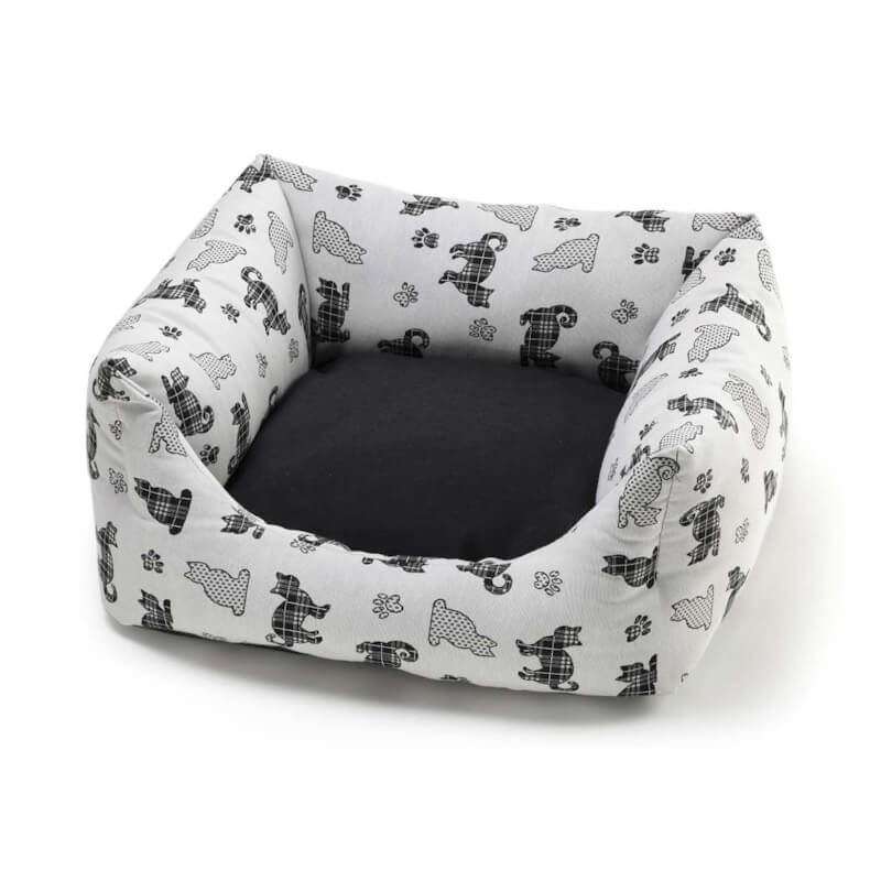 Leopet kvadratno ležišče Rodi Cats, belo-sivo-črno - 50 x 50 x 20 cm