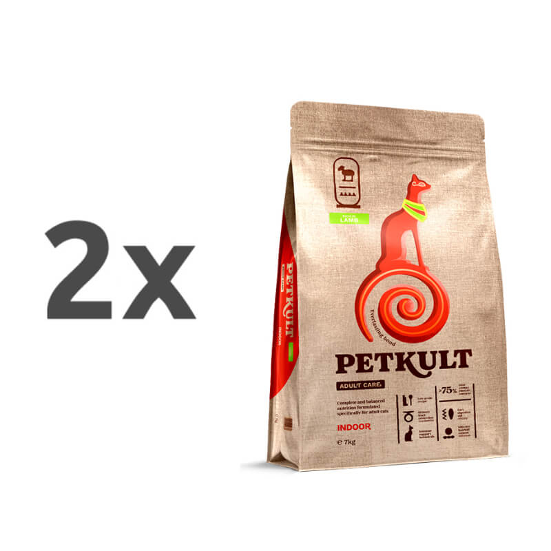 Petkult Cat Adult Care Indoor - jagnjetina - 2 x 7 kg