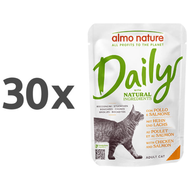Almo Nature Cat Daily vrečka - piščanec in losos - 70 g - 30 x 70 g