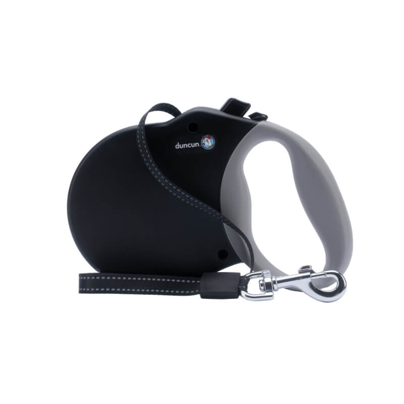 Duncun avtomatski povodec Adventure s trakom, črn - različne velikosti - XL