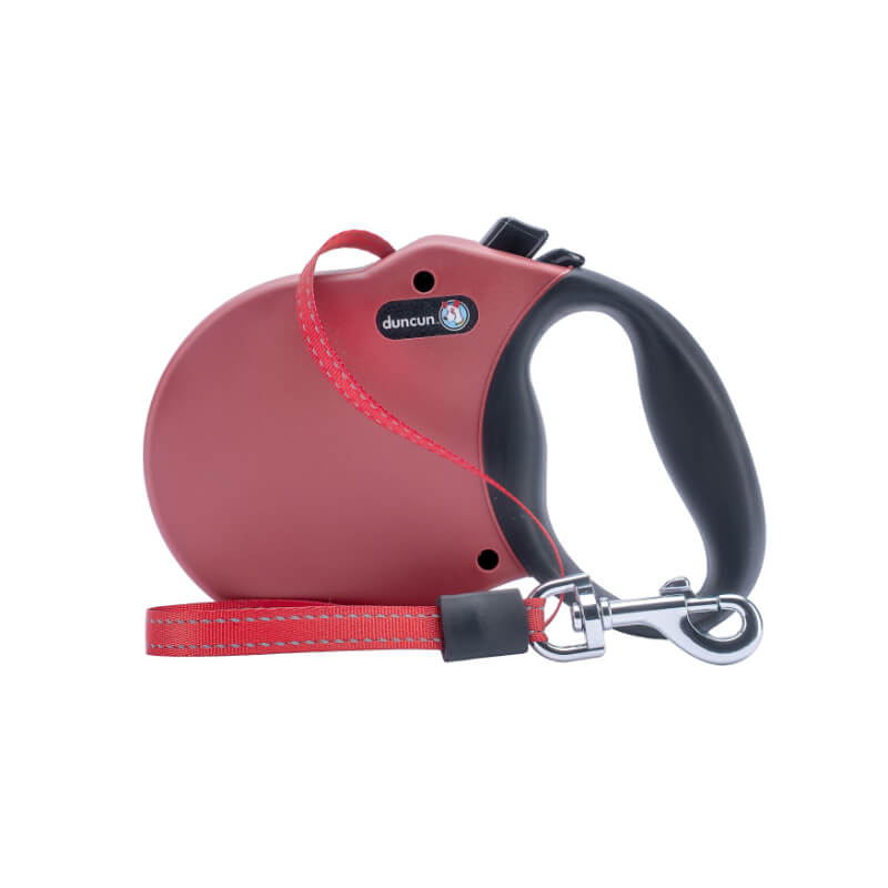 Duncun avtomatski povodec Adventure s trakom, rdeč - različne velikosti - L