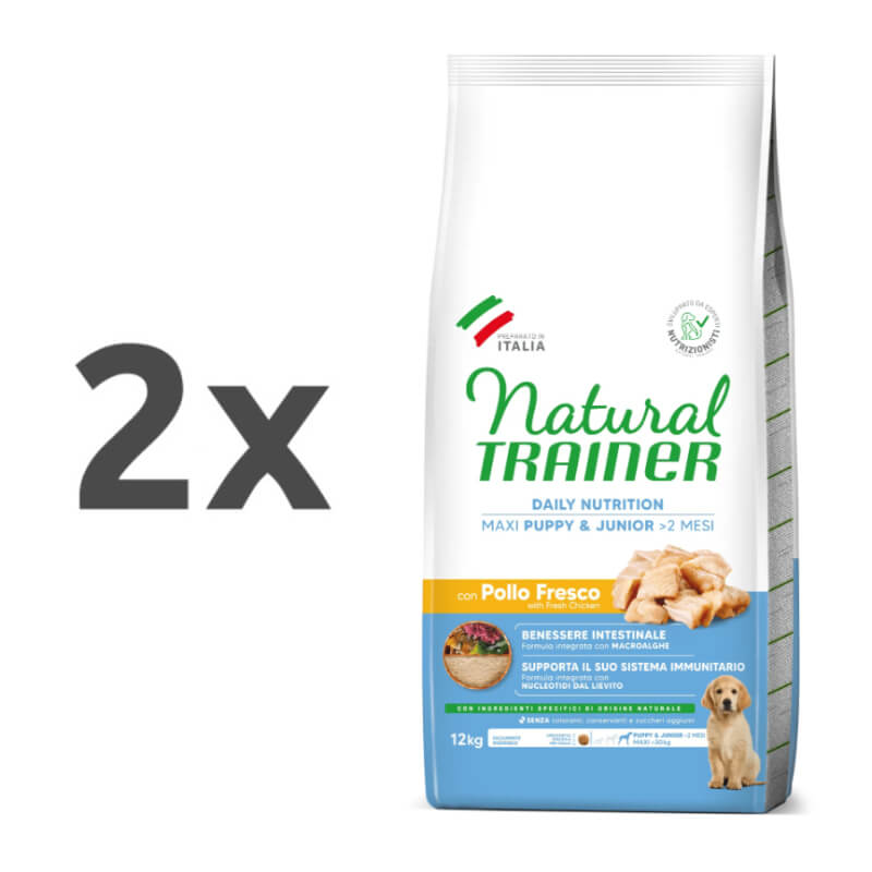 Natural Trainer Daily Nutrition Puppy&Junior Maxi - sveži piščanec - 2 x 12 kg