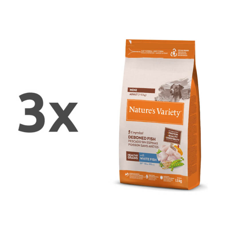 Nature's Variety Healthy Grains Dog Mini Adult, bela riba - 1,5 kg - 3 x 1,5 kg
