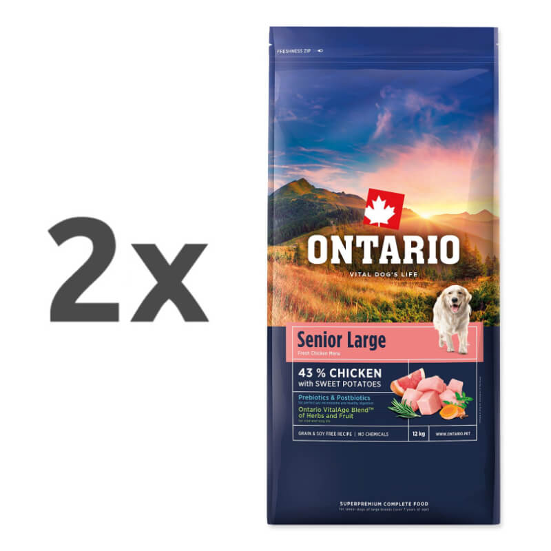 Ontario Senior Large - piščanec in sladki krompir - 2 x 12 kg