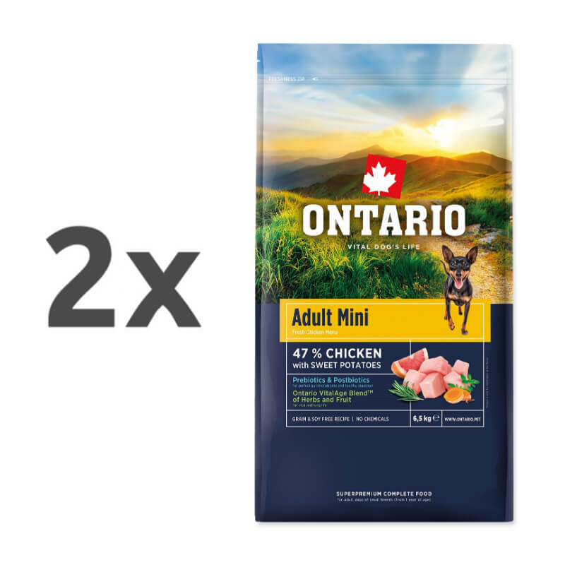 Ontario Adult Mini - piščanec in sladki krompir - 2 x 6,5 kg