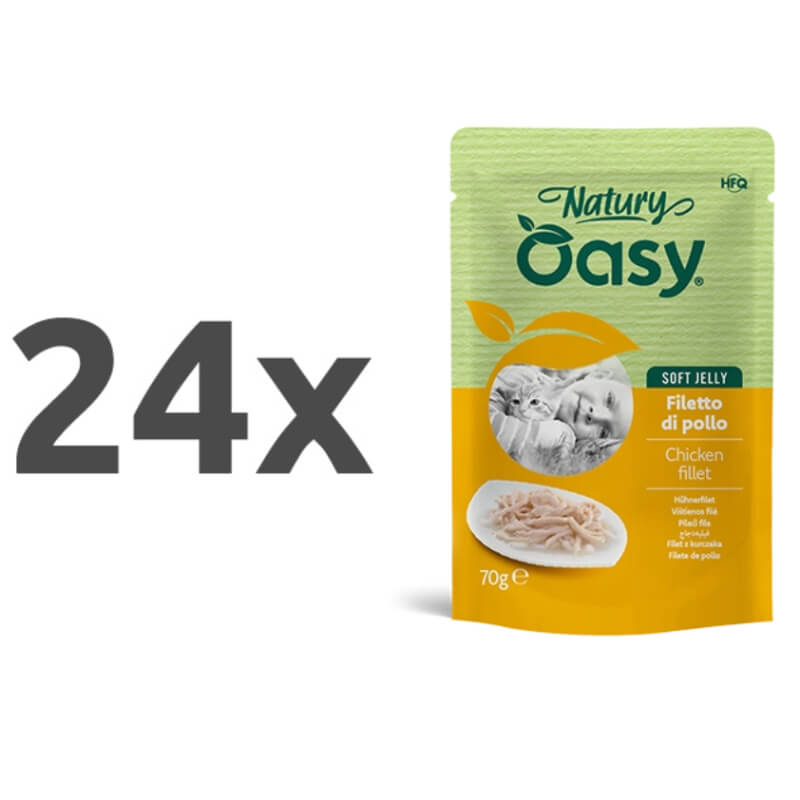 Oasy Cat Natury Adult fileji v želeju, vrečka - piščanec - 70 g - 24 x 70 g