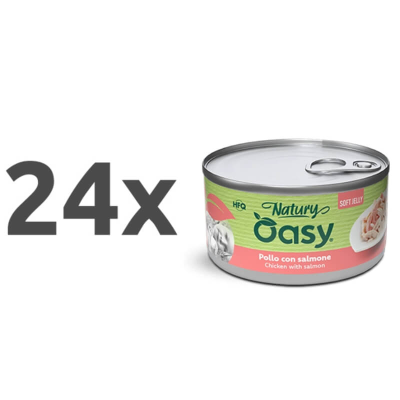 Oasy Cat Natury Adult fileji v želeju, konzerva - piščanec in losos - 150 g - 24 x 150 g