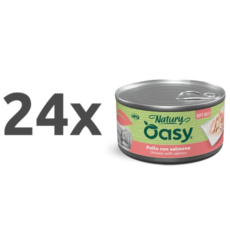 Oasy Dog Natury Adult fileji v želeju, konzerva - piščanec in losos - 150 g - 24 x 150 g