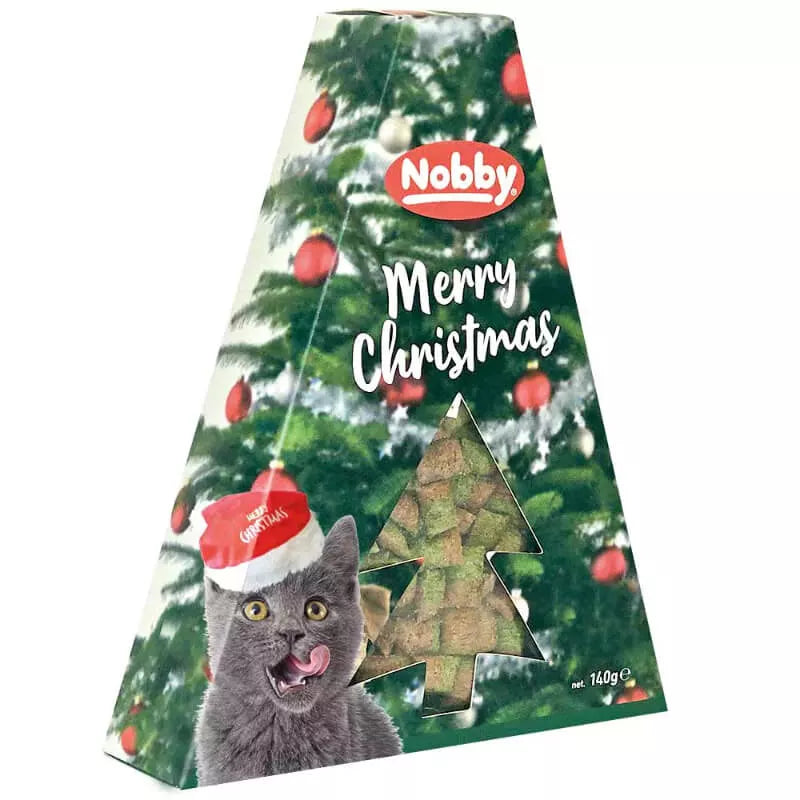 Nobby Xmas Box božični posladki za mačke smrečica, piščanec in rakci - 140 g