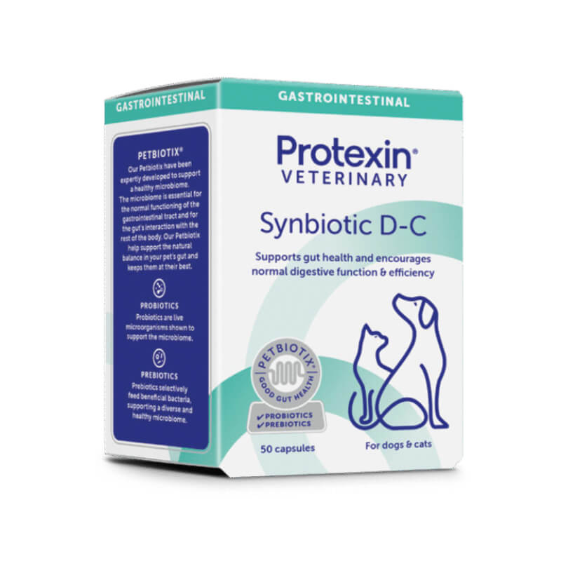 Protexin Vet Synbiotic D-C prebiotiki in probiotiki za pse in mačke - 50 kapsul