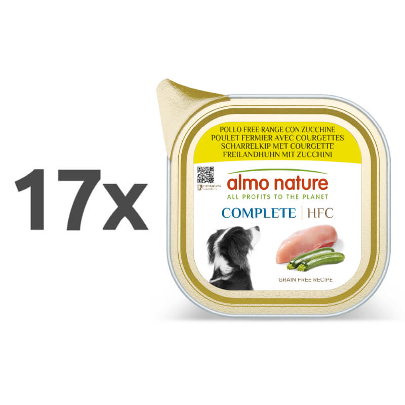 Almo Nature HFC Complete pašteta, alu posodica - piščanec in bučke - 85 g - 17 x 85 g