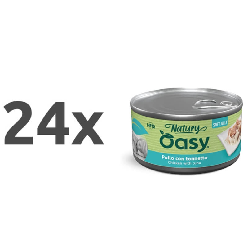 Oasy Dog Natury Adult fileji v želeju, konzerva - piščanec in tuna - 150 g - 24 x 150 g