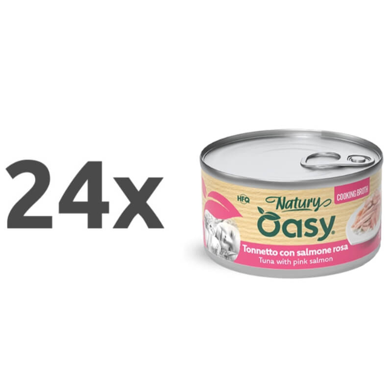 Oasy Cat Natury Adult fileji v juhi, konzerva - tuna in losos - 85 g - 24 x 85 g