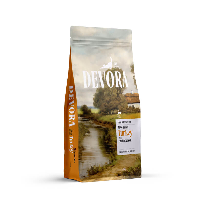 Devora Cat Adult briketi - puran, piščanec in raca - 7,5 kg