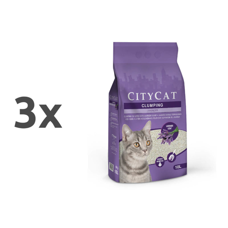 City Cat posip Clumping Lavender, sivka - 10l - 3 x 10 l