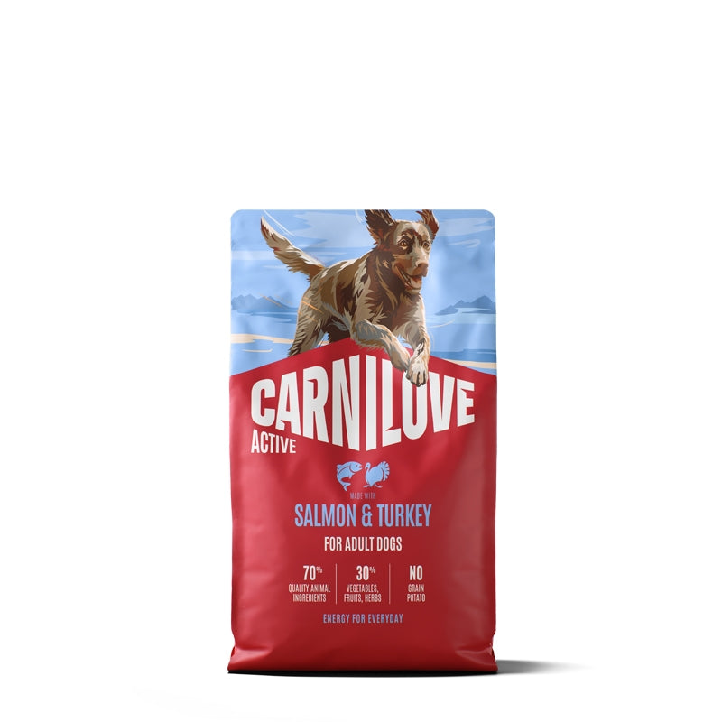 Carnilove Dog Active Adult, briketi - losos in puran - 4 kg