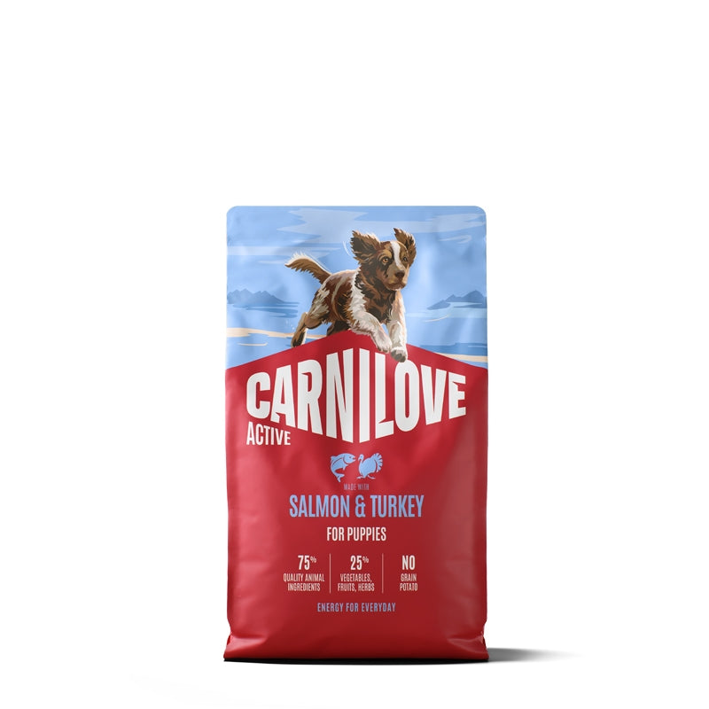Carnilove Dog Active Puppy, briketi - losos in puran - 4 kg