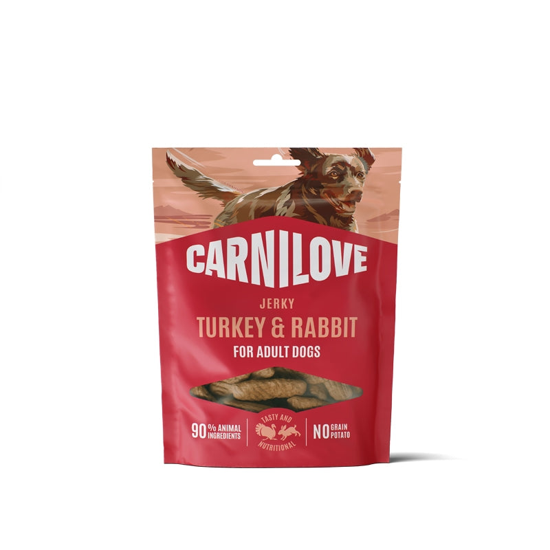 Carnilove Dog Jerky priboljški, puran in zajec - 100 g