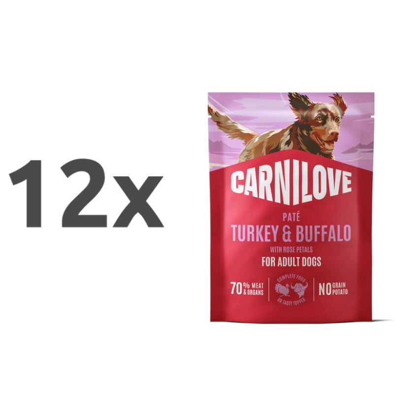 Carnilove Dog Adult vrečka, pate - puran in bivol - 300 g - 12 x 300 g