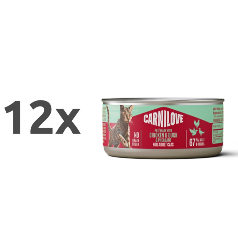 Carnilove Cat Adult konzerva, pate - piščanec, raca in fazan - 100 g - 12 x 100 g