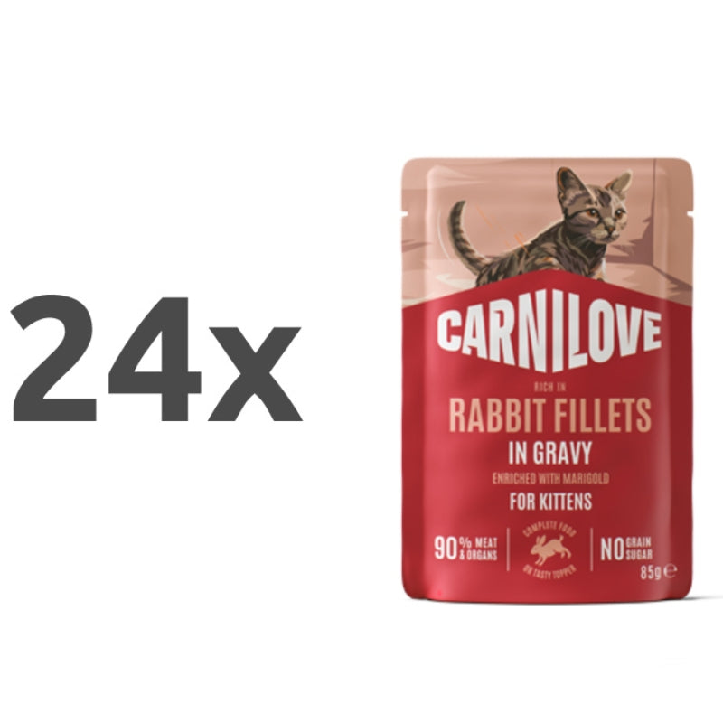 Carnilove Cat Kitten vrečka, koščki v omaki - puran in zajec - 85 g - 24 x 85 g