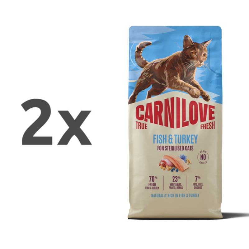 Carnilove Cat True Fresh Adult Sterilised, briketi - riba in puran - 2 x 6 kg