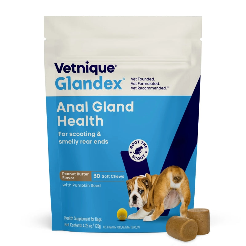 Vetnique Glandex žvečljivi priboljški za lajšanje težav z analnimi žlezami pri psih - 120 g