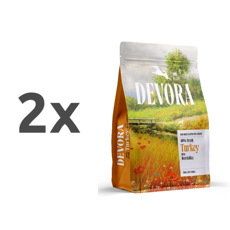 Devora Dog Mini Adult Semi-Moist briketi - puran in divjačina - 2 x 5 kg