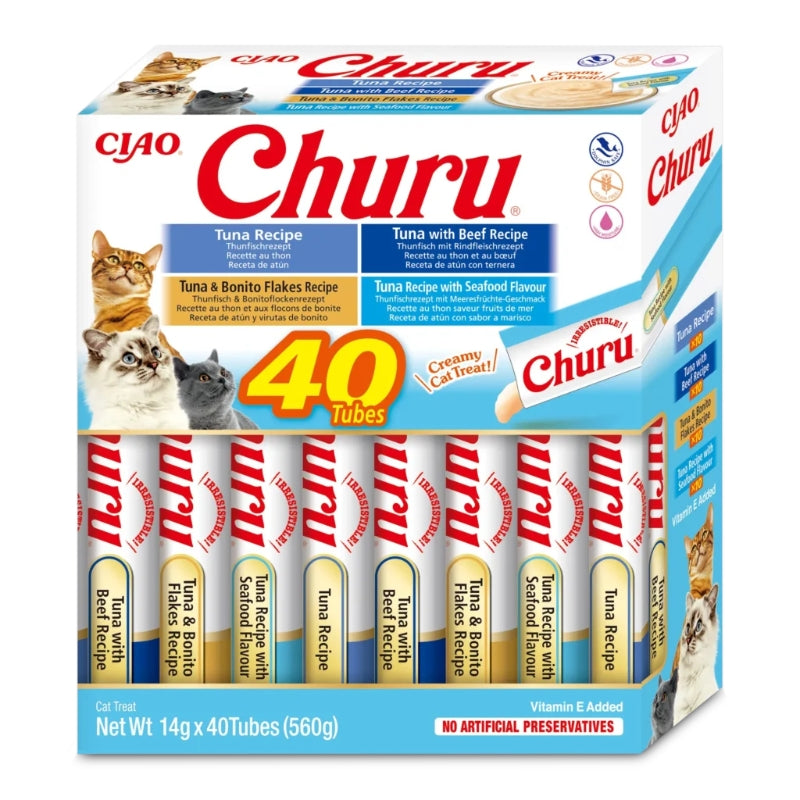 Inaba Cat Churu Purée, 4 okusi s tuno - 40 x 14 g