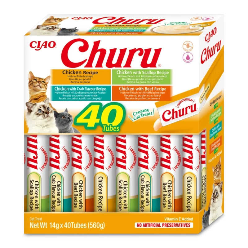 Inaba Cat Churu Purée, 4 okusi s piščancem - 40 x 14 g