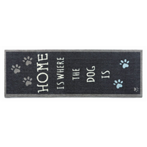 Preproga Home Is Where The Dog Is, temno modra - 50 x 150 cm