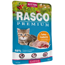 Rasco Premium Kitten mesni koščki v omaki - puran in brusnice - 85 g